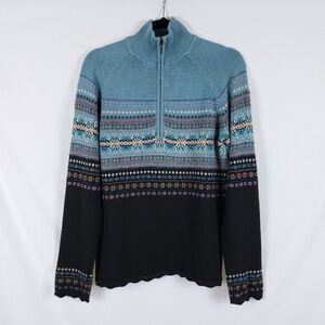 Eddie Bauer Collectibles Womens Cardigan Angora Fair Isle Beaded Nordic Size M